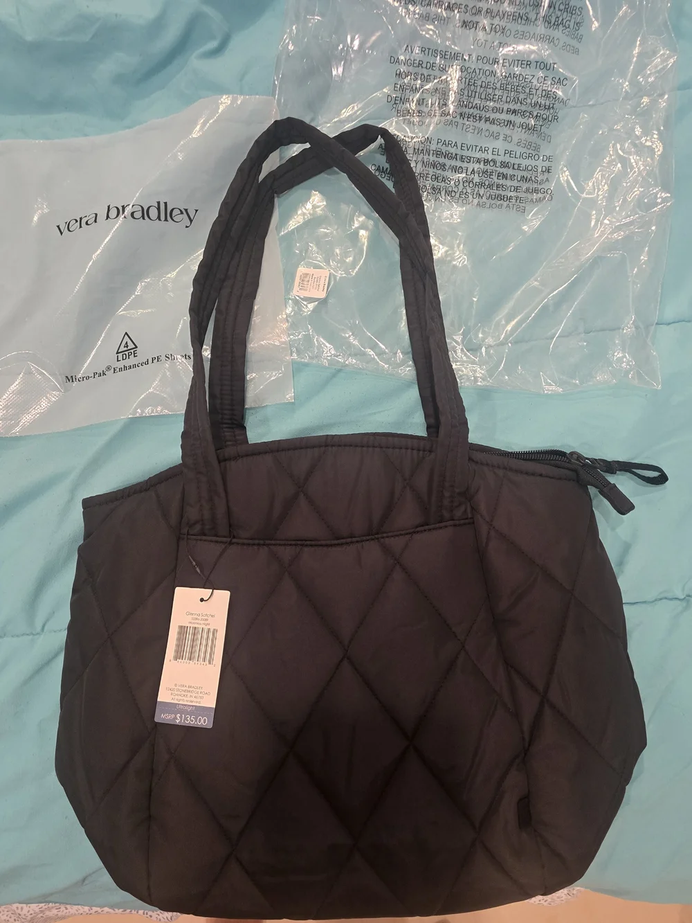 Vera Bradley Glenna Satchel Moonless Night Black NWT – MSRP $135